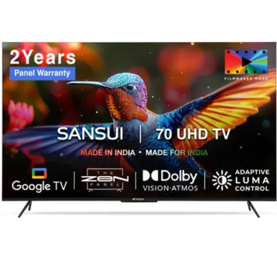 Sansui 178 cm (70 inch) Ultra HD (4K) LED Smart Google TV with Dolby Vision & Atmos  (JSW70GSUHDFF)